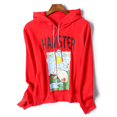 Naiste igapäevane kapuutsi ja trükiga dressipluus