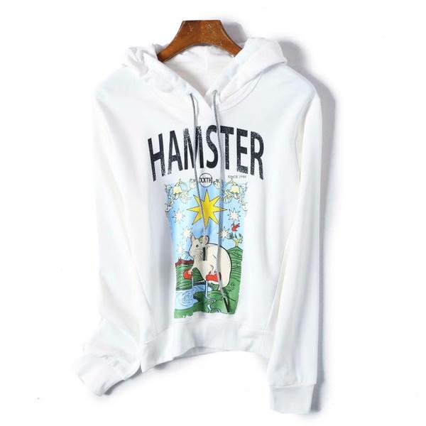 Naiste igapäevane kapuutsi ja trükiga dressipluus