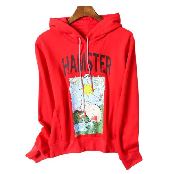 Naiste igapäevane kapuutsi ja trükiga dressipluus