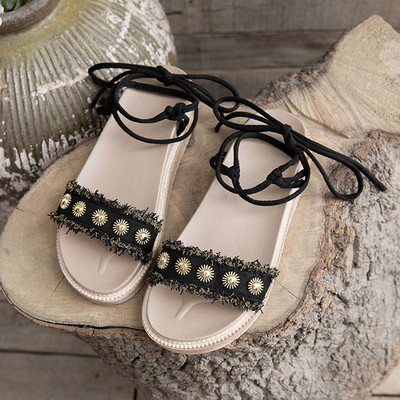 Sieviešu modernas sandales ar eko zamšādas siksnām