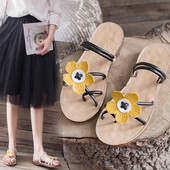 Sandale de dama cu bretele din piele si talpa plata