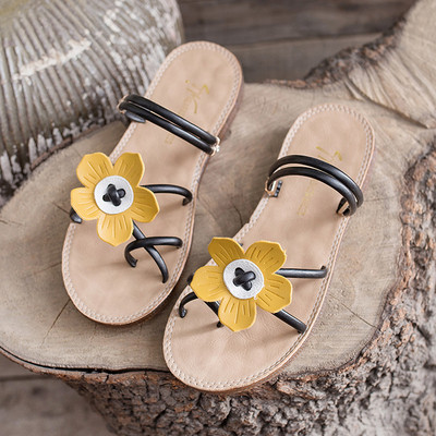 Sandale de dama cu bretele din piele si talpa plata