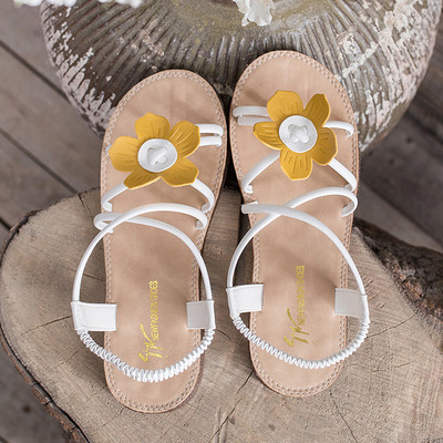 Sandale de dama cu bretele din piele si talpa plata