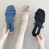 Női bőr papucs lapos talppal