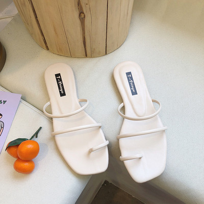 Női bőr papucs lapos talppal