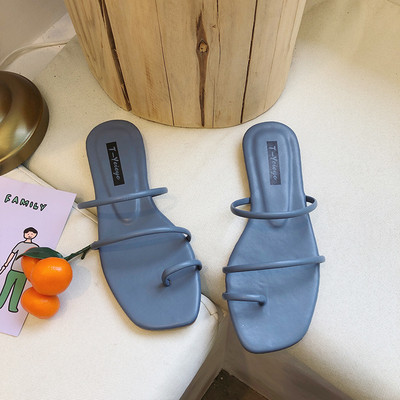 Női bőr papucs lapos talppal