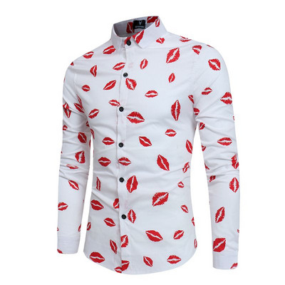 Модерна мъжка риза с целувки и класическа яка 