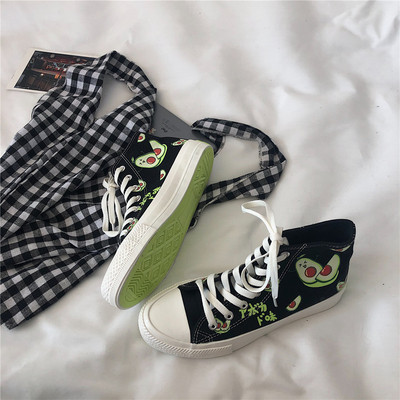 Tenisi casual de damă deasupra gleznei cu aplicații de avocado