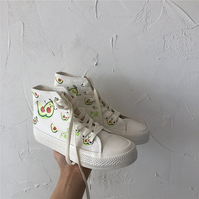 Tenisi casual de damă deasupra gleznei cu aplicații de avocado