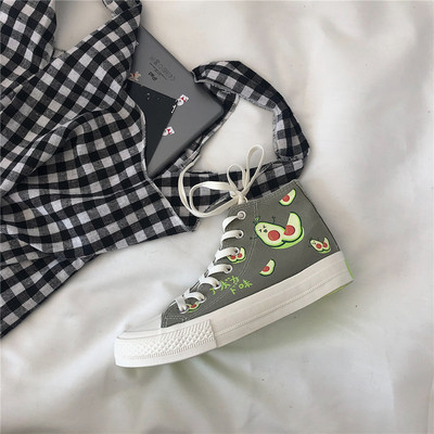 Tenisi casual de damă deasupra gleznei cu aplicații de avocado