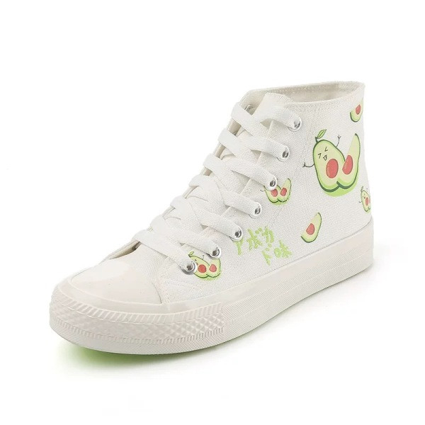 Tenisi casual de damă deasupra gleznei cu aplicații de avocado