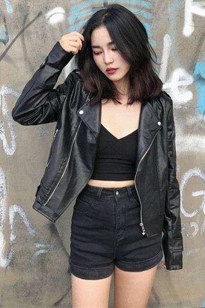 Sieviešu pavasara ādas jaka