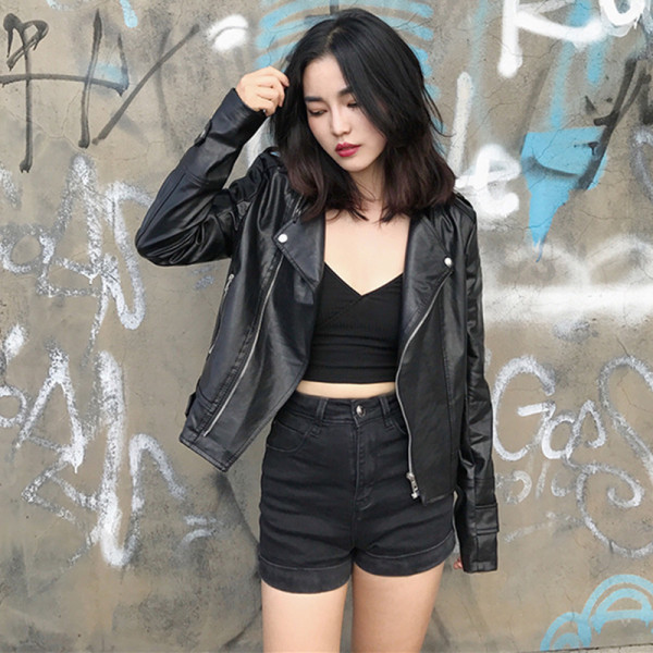 Sieviešu pavasara ādas jaka