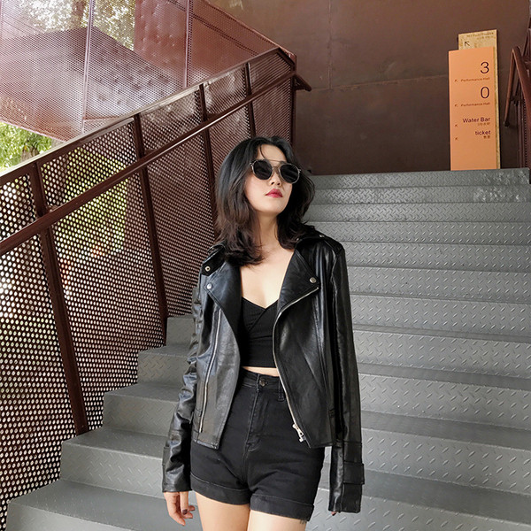 Sieviešu pavasara ādas jaka