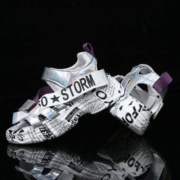 Sandale de dama moderne cu talpa inalta colorata si velcro