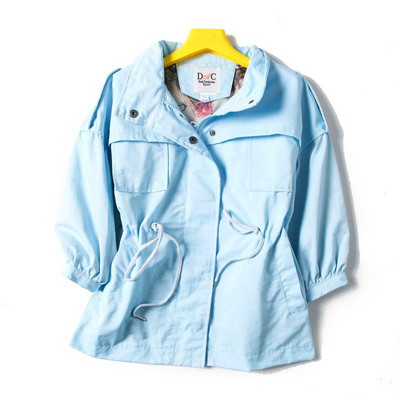 Tavaszi-őszi kabát nyakkendőkkel és gombokkal lányoknak