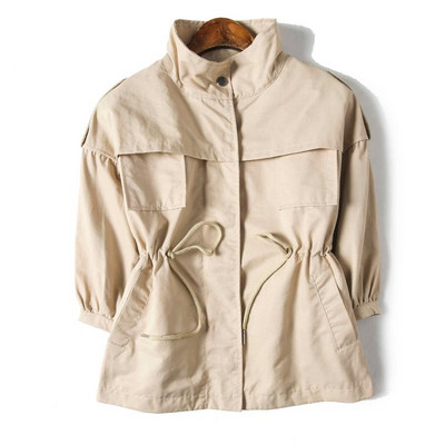 Tavaszi-őszi kabát nyakkendőkkel és gombokkal lányoknak