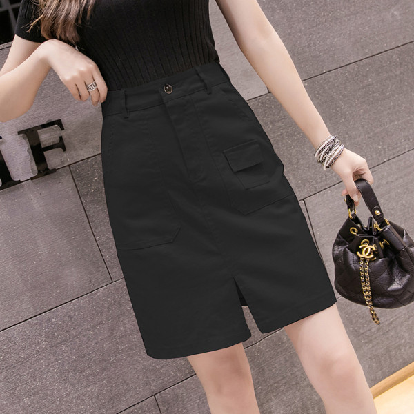 Naiste vabaaja lühike lõhiku ja kõrge vöökohaga seelik