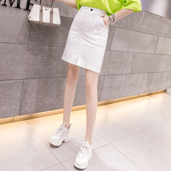 Naiste vabaaja lühike lõhiku ja kõrge vöökohaga seelik