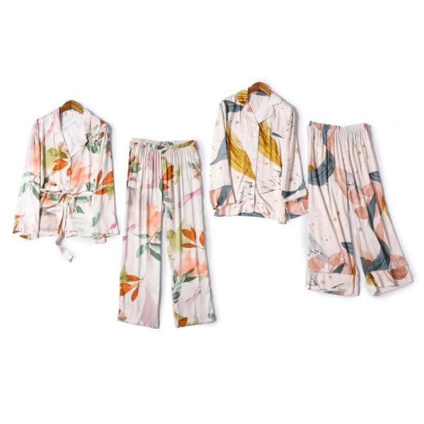 Pijamale casual dama in doua parti cu model floral