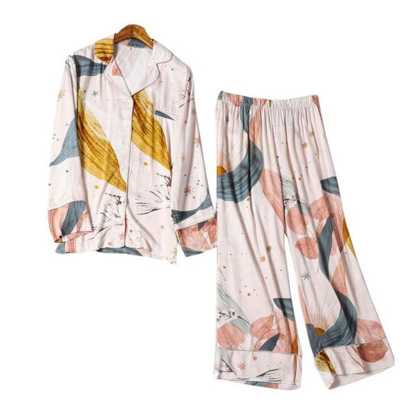 Pijamale casual dama in doua parti cu model floral