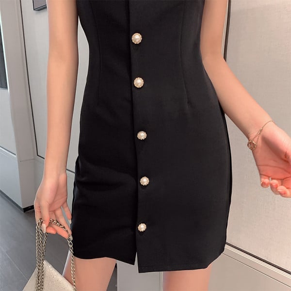 Ženska haljina s lađa izrezom i gumbima