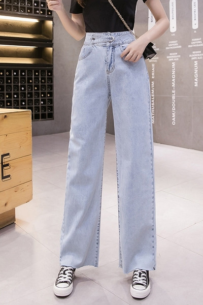 Naiste pikad teksad kõrge vöökohaga – lai mudel