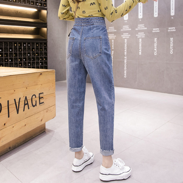 Blugi lungi de dama moderni - model drept cu talie inalta