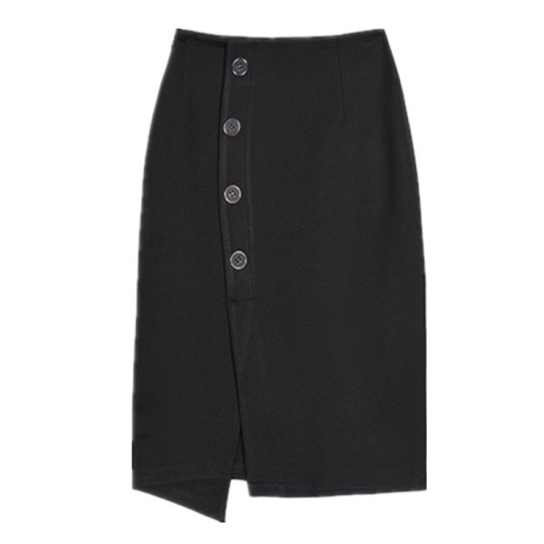 Asimetrična ženska suknja s visokim strukom i gumbima