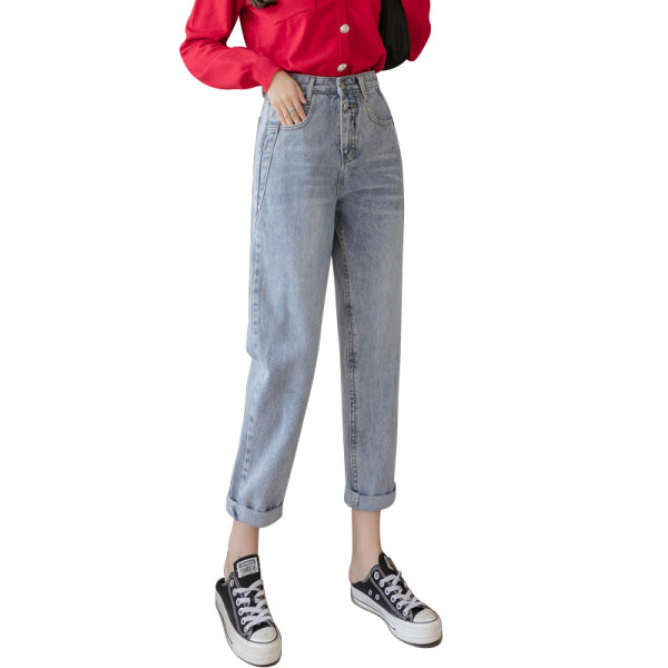 Praegused kõrge vöökoha ja taskutega naiste teksad