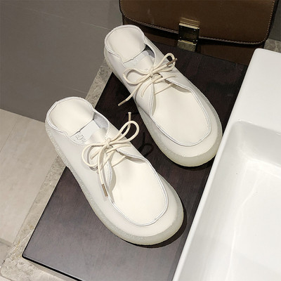 Laisvalaikio moteriški batai iš eko odos plokščiu padu ir raišteliais