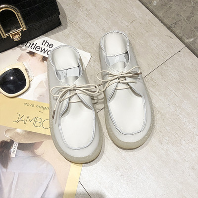 Laisvalaikio moteriški batai iš eko odos plokščiu padu ir raišteliais