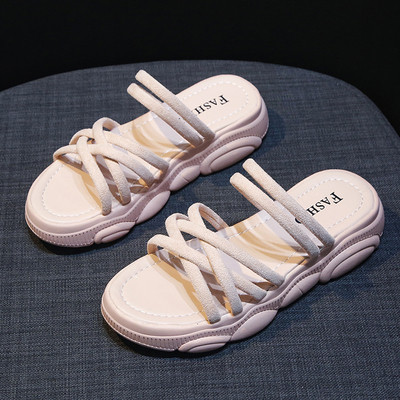 Papuci de vara dama cu bretele si talpa inalta