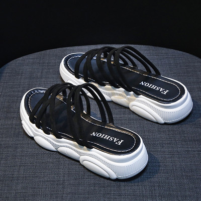 Papuci de vara dama cu bretele si talpa inalta