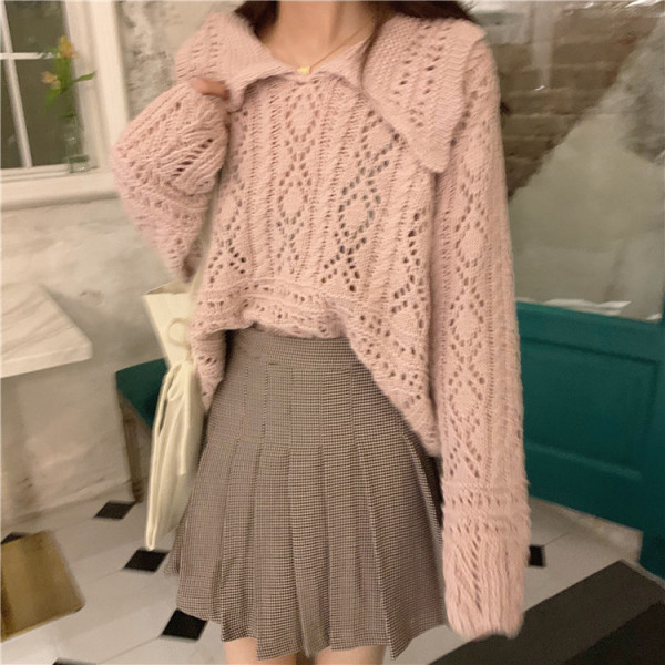 Pulover de dama tricotat cu decolteu in V