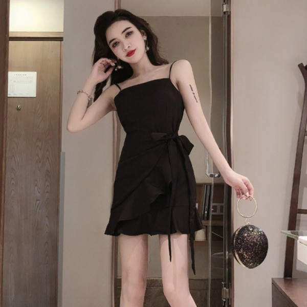 Rochie de dama actuala cu bretele si cravate subtiri