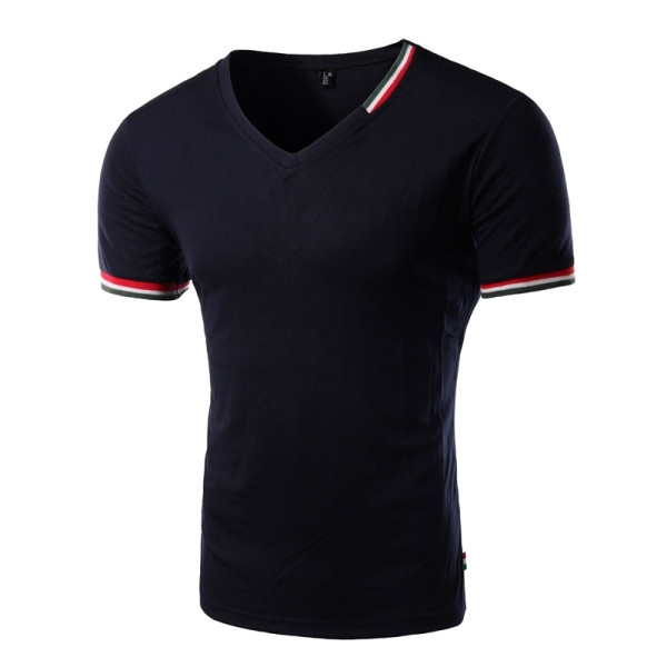 Paprasti vyriški marškinėlių modeliai trumpomis rankovėmis ir špicine iškirpte