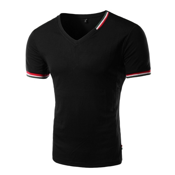 Paprasti vyriški marškinėlių modeliai trumpomis rankovėmis ir špicine iškirpte