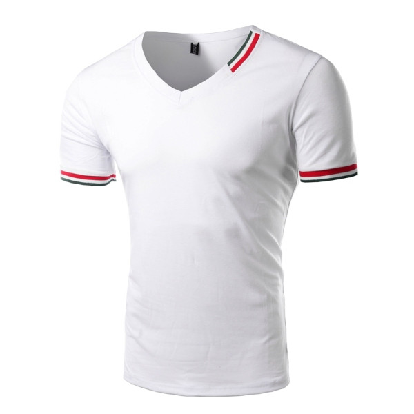 Paprasti vyriški marškinėlių modeliai trumpomis rankovėmis ir špicine iškirpte