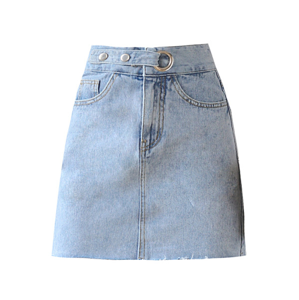 Fusta de dama casual din denim cu buzunare si talie inalta