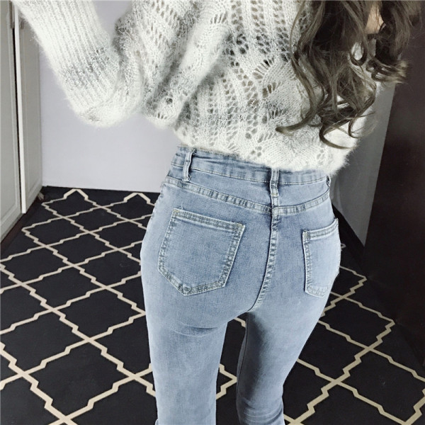 Női testreszabott farmer aszimmetrikus rögzítéssel