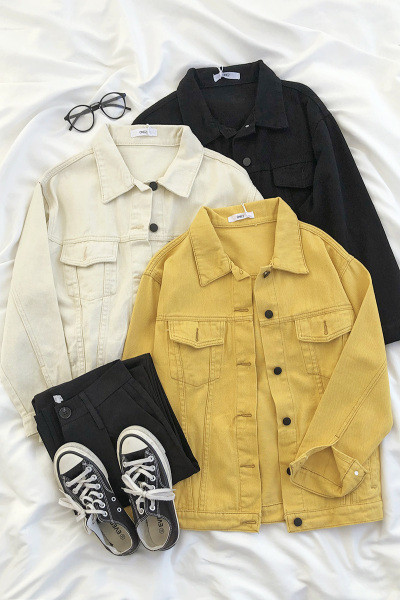 Női farmer ing klasszikus gallérral, gombokkal és zsebekkel