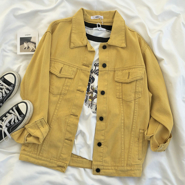 Női farmer ing klasszikus gallérral, gombokkal és zsebekkel