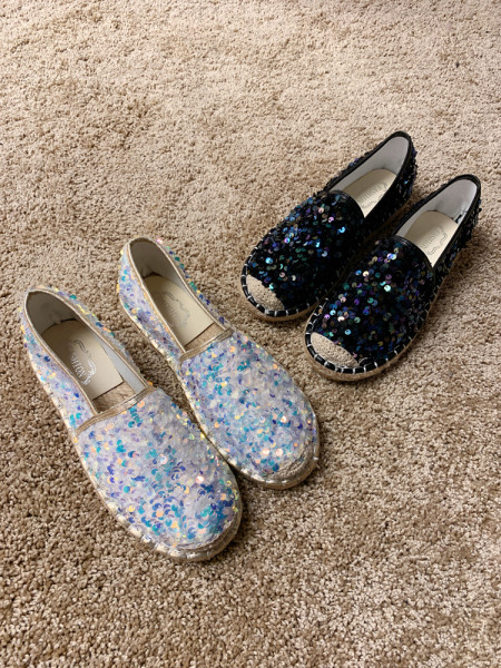 Espadrile de damă de zi cu zi cu paiete și talpă plată