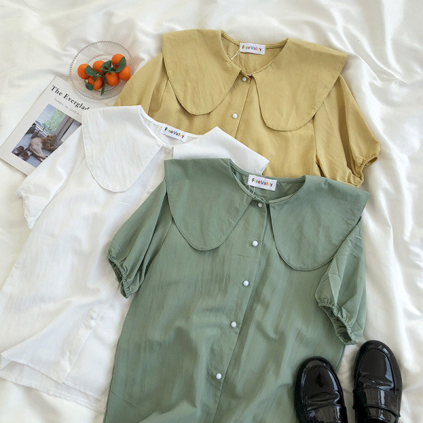 Пролетна дамска риза с къс ръкав и копчета 