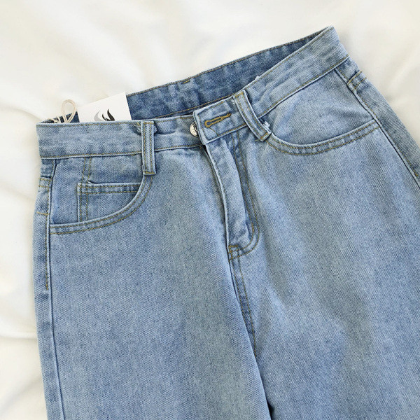 Blugi largi de dama lejeri cu talie inalta