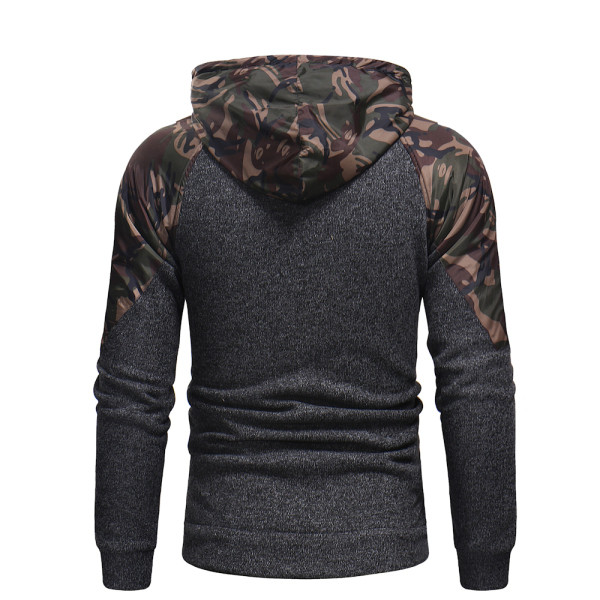 Ležerna muška maskirna majica s kapuljačom i vezicama