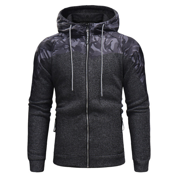 Ležerna muška maskirna majica s kapuljačom i vezicama