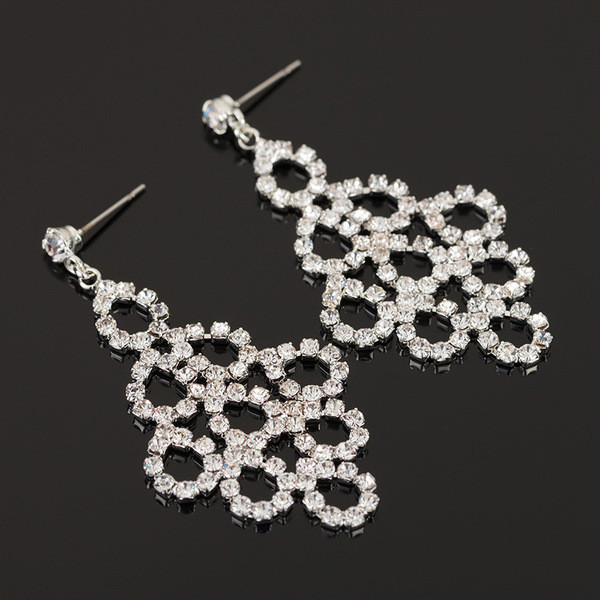 Elegáns női lógó fülbevaló ezüst, arany és kék kövekkel