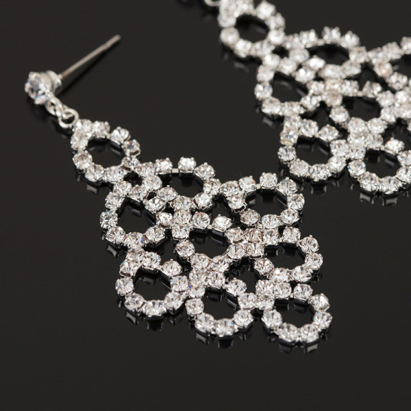 Elegáns női lógó fülbevaló ezüst, arany és kék kövekkel